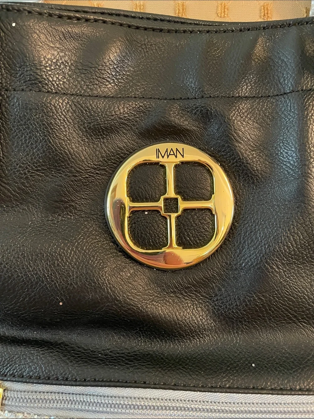 IMAN Black and Silver Glitter Tote